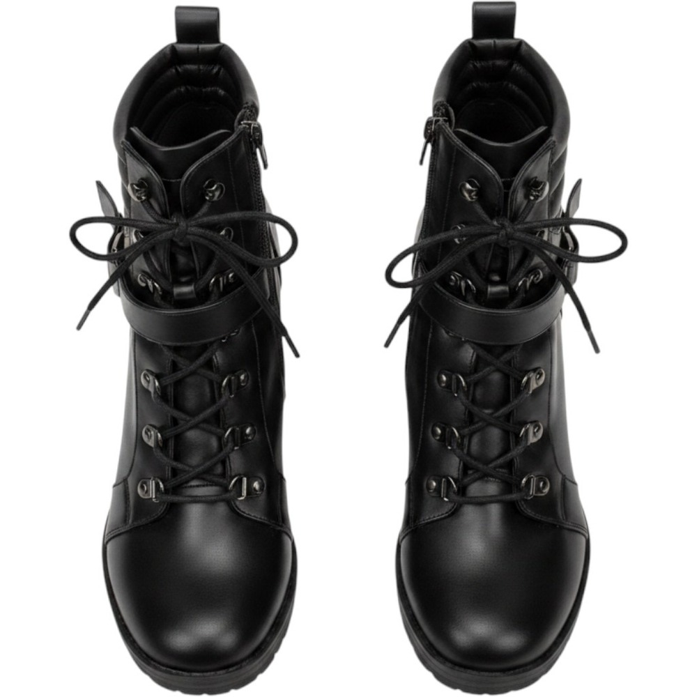 GUESS Geger Combat Ankle Boots Womens 9.5 Black Excellent Block Heel Lace Up Zip - Picture 3 of 5